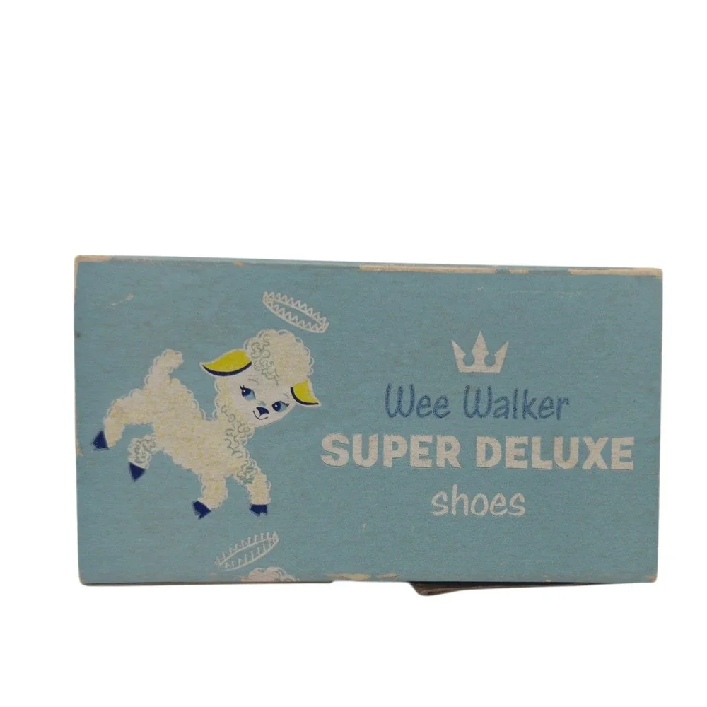 Vintage 1960 Wee Walker Baby‎ Shoes White Leather High Tops Box Pamphlet Sz 1